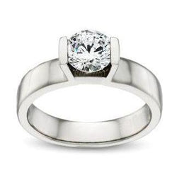 Bague Solitaire Réel Diamant Serti Barre 1.50 Carats Or Blanc