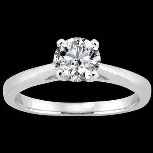 Bague Solitaire Réel Diamant Sertissage Cathédrale 1.51 Carats Or Blanc 14K