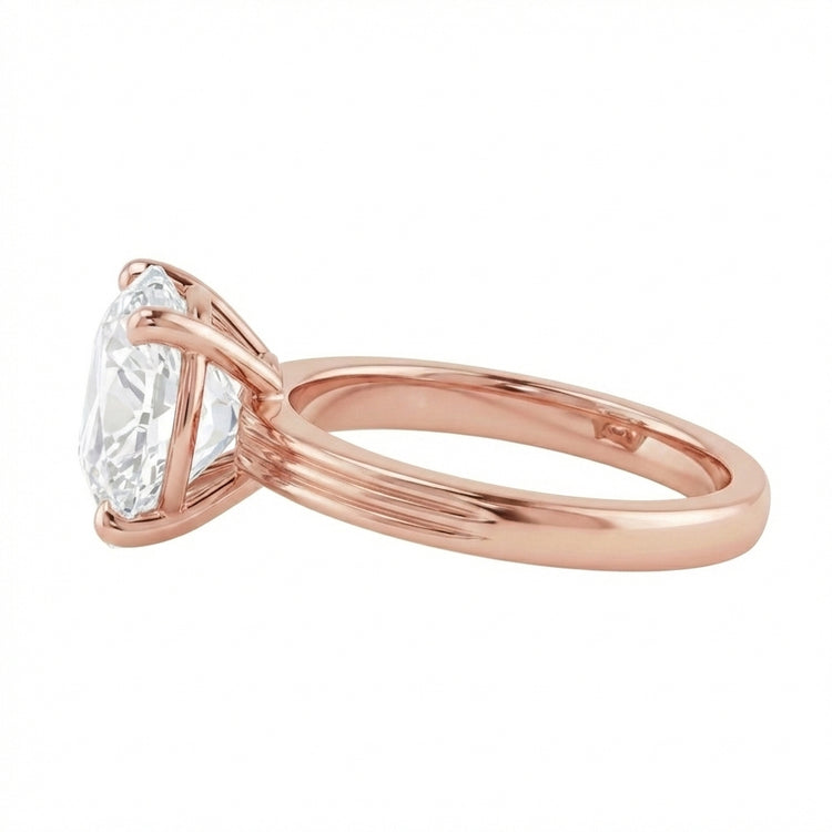 Bague Solitaire Réel Diamant Taille Ancienne Mine 5 Carats Bijoux En Or Rose