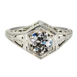 Bague Solitaire Réel Diamant Taille Ancienne Mine Filigrane Style Vintage 3 Carats