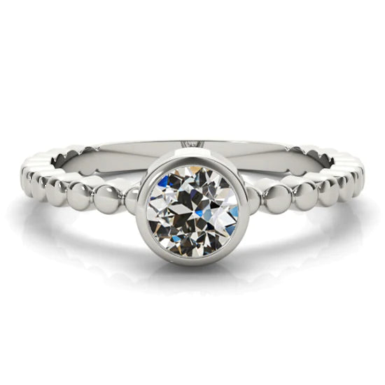 Bague Solitaire Réel Diamant Taille Ancienne Ronde Serti Or 1.50 Carats