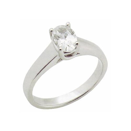 Bague Solitaire Réel Diamant Taille Ovale 1.65 Carat Or Blanc