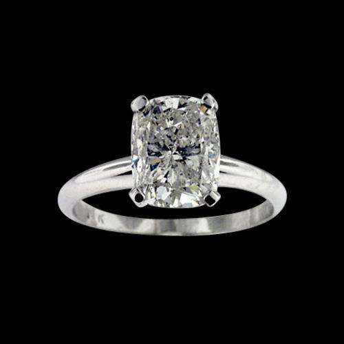 Bague Solitaire Réel Diamant Taille Radiant 1.50 Carats Or Blanc 14K