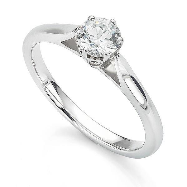 Bague Solitaire Réel Diamant Taille Ronde 1.25 Ct Or Blanc 14K