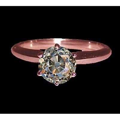 Bague Solitaire Réel Diamant Taille Vieille Mine Or Rose 2.51 Carats