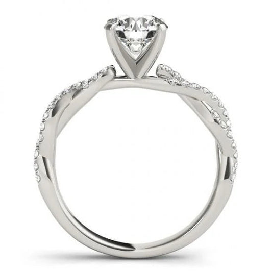 Bague Solitaire Réel Diamants Ronds 2 Carats Avec Accents Or Blanc 14K