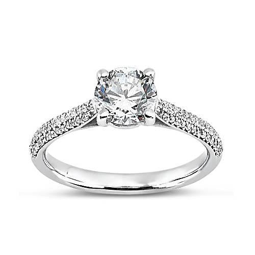Bague Solitaire Réel Diamants Ronds 2.58 Ct Avec Accents