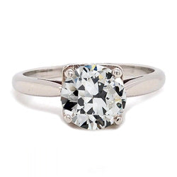 Bague Solitaire Rond Vieux mineur Réel Diamant Tige Conique 2 Carats