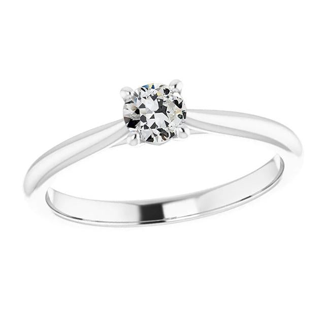 Bague Solitaire Rond ancienne mine Cut Réel Diamant Tige Conique 1 Carat