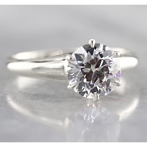 Bague Solitaire Ronde 1.50 Carats Or Blanc 14K Nouveau Réel Diamant