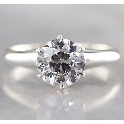 Bague Solitaire Ronde 1.50 Carats Or Blanc 14K Nouveau Réel Diamant