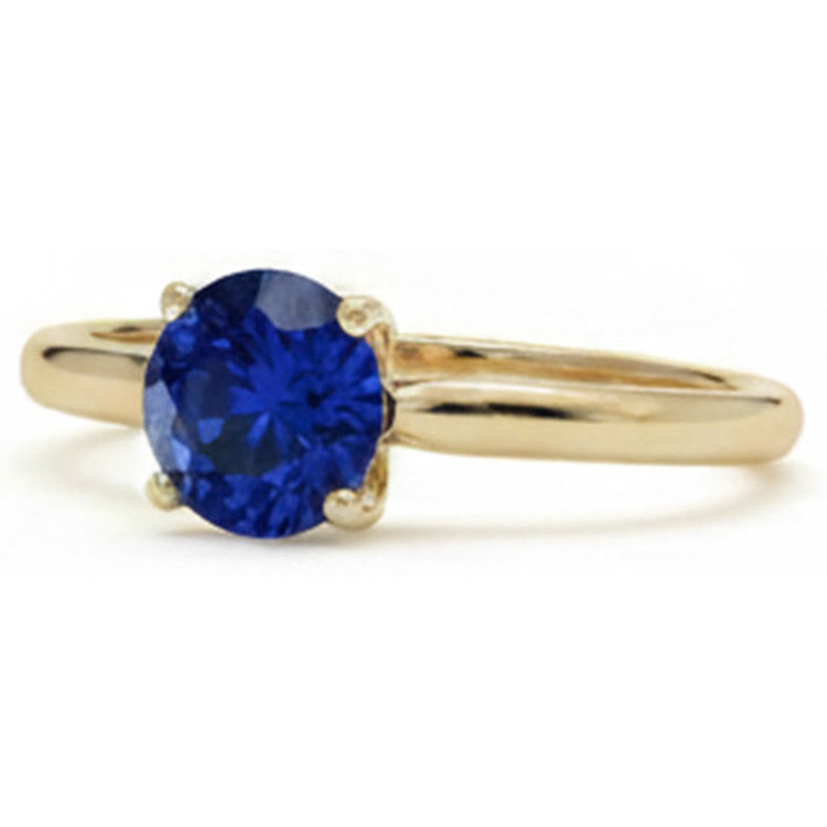 naturel round saphir 3carats bague angle de côté