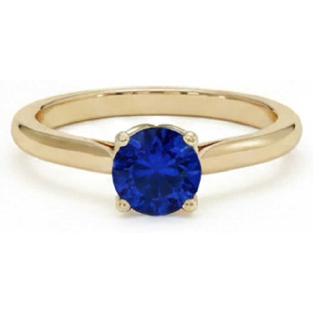 naturel round saphir 3carats bague vue de face
