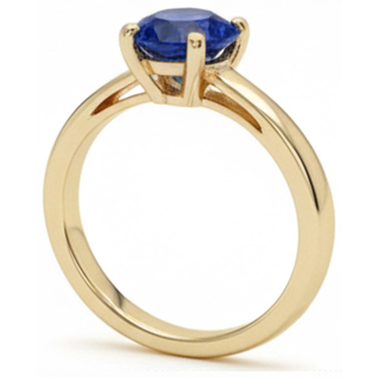 naturel round saphir 3carats bague vue de dessus