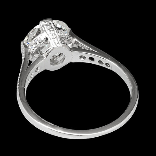 Bague Solitaire Ronde Accents Sertie Griffe Vieux Mineur Réel Diamants 2.50 Carats