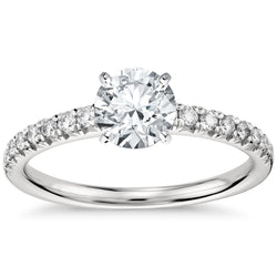 Bague Solitaire Ronde Avec Accent De Véritable Diamants De 3.90 Ct Or Blanc 14K