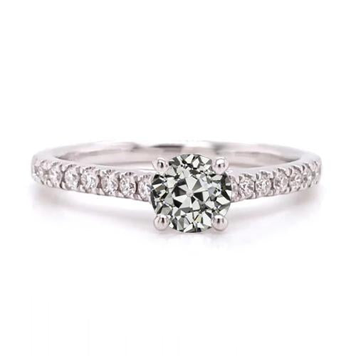Bague Solitaire Ronde Avec Naturel Diamants Taille Vieille Mine Avec Accents 2.25 Carats