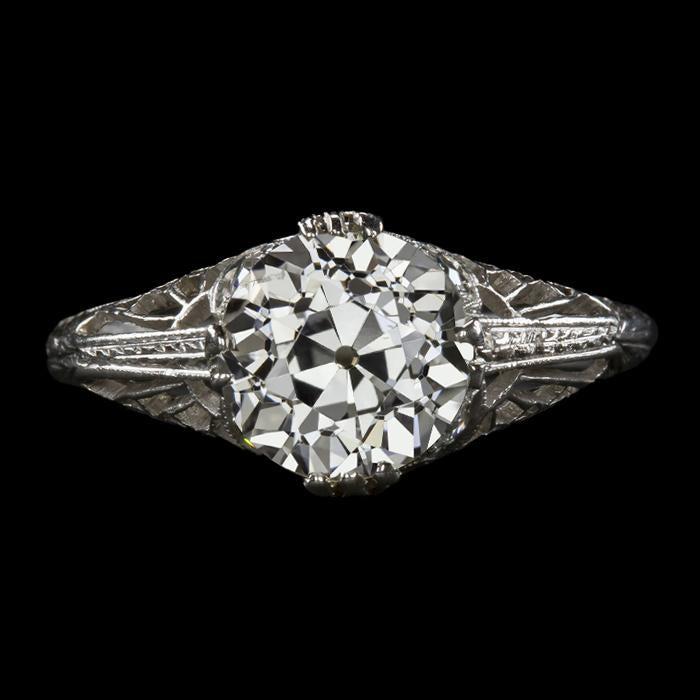 Bague Solitaire Ronde De Style Vintage Avec Naturel Diamants Taille Vieille Mine 3.50 Carats