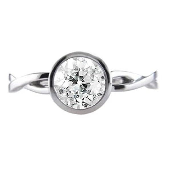 Bague Solitaire Ronde Lunette Vieux mineur Réel Diamant Infini Style 1.25 Carat