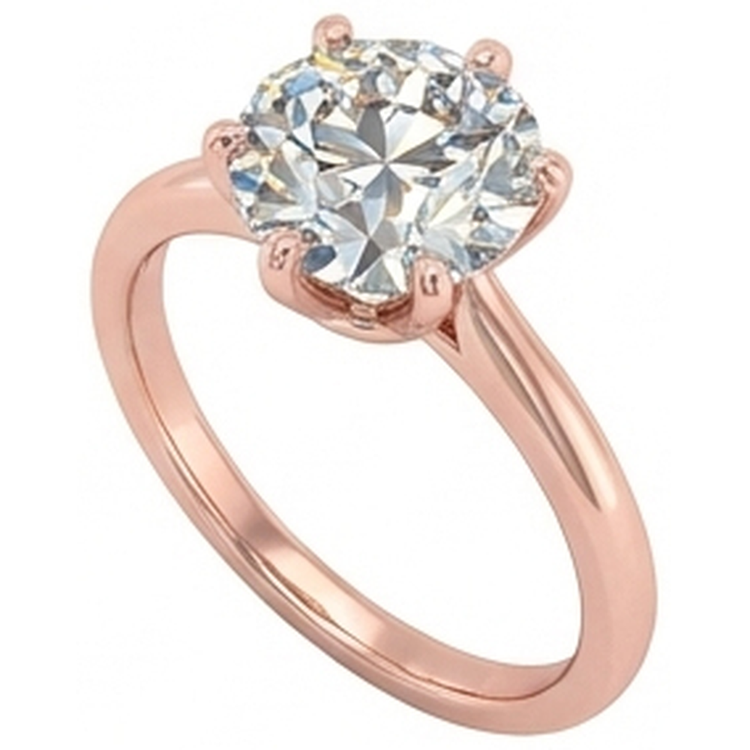 Bague Solitaire Ronde Naturel Diamant Taille Ancienne 6 Griffes Sertie 2 Carats
