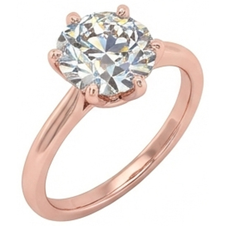 Bague Solitaire Ronde Naturel Diamant Taille Ancienne 6 Griffes Sertie 2 Carats