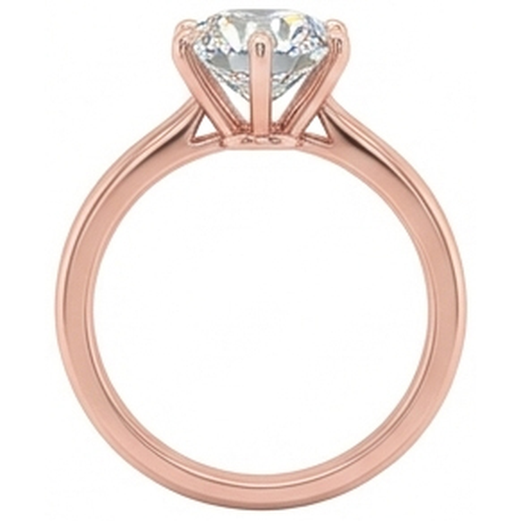 Bague Solitaire Ronde Naturel Diamant Taille Ancienne 6 Griffes Sertie 2 Carats