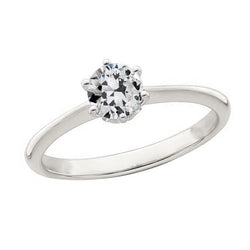 Bague Solitaire Ronde Réel Diamant Taille Ancienne Sertie Griffe Or Blanc 1.50 Carats