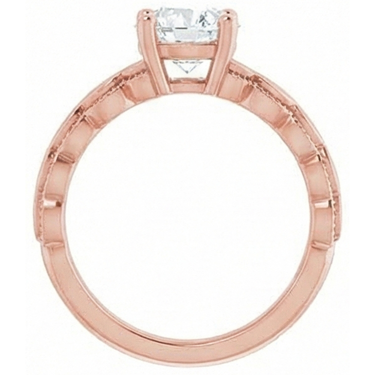 Bague Solitaire Ronde Réel Diamant Taille Vieille Mine 2 Carats Tige Milgrain