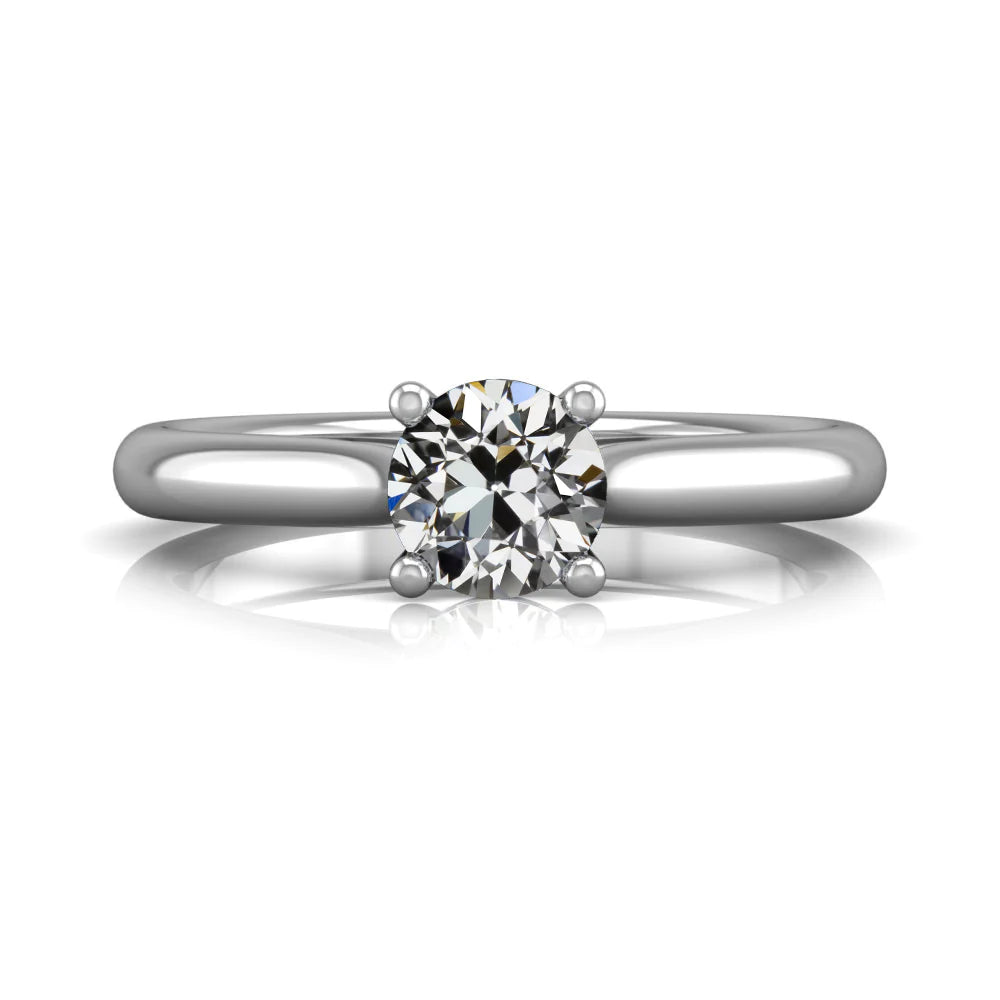 Bague Solitaire Ronde Réel Diamant Taille Vieille Mine Or 14K 1.50 Carats