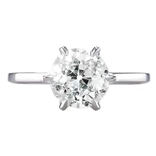 Bague Solitaire Ronde Réel Diamant Taille Vieille Mine Sertie De Griffes 1 Carat