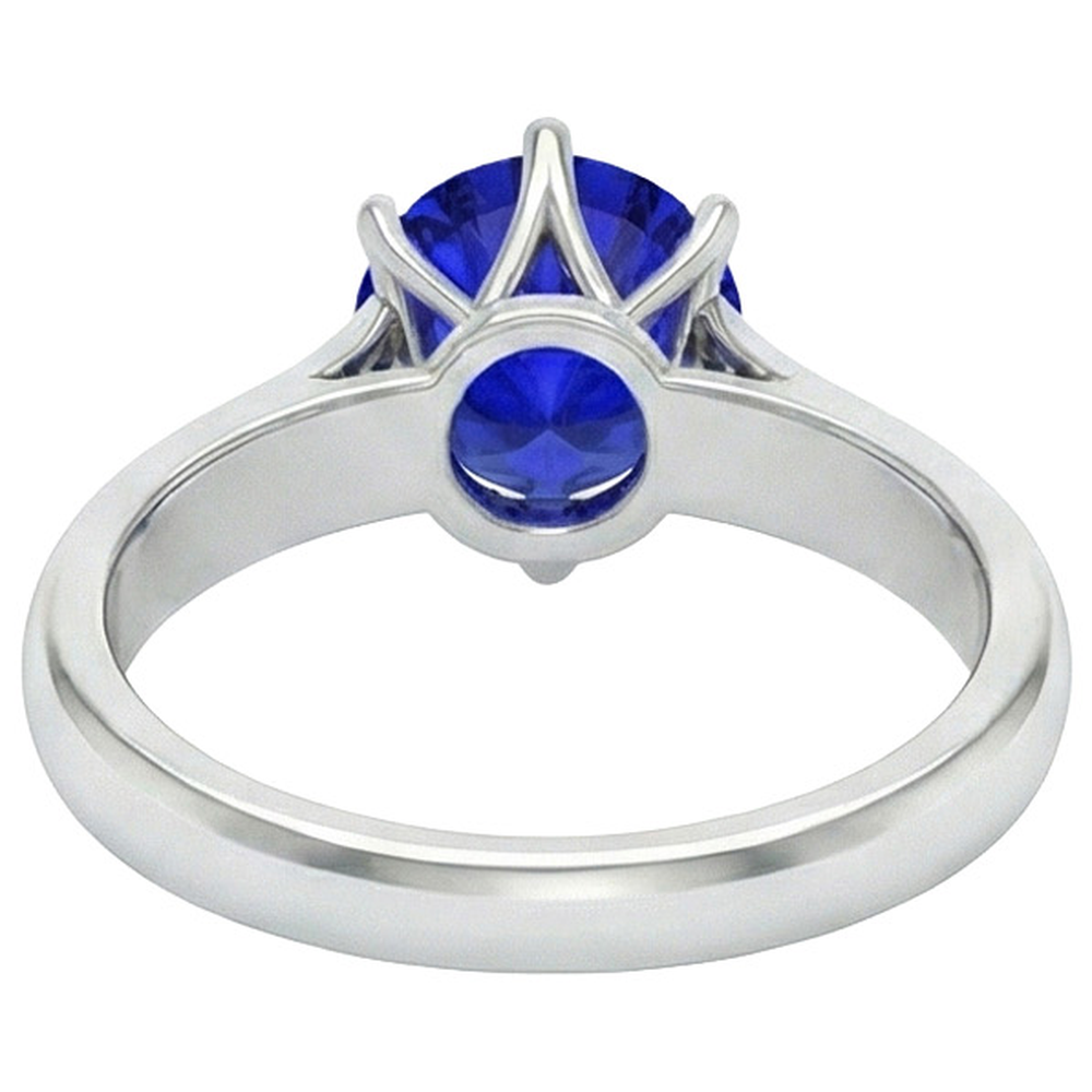 naturel round saphir 2carats bague vue de profil