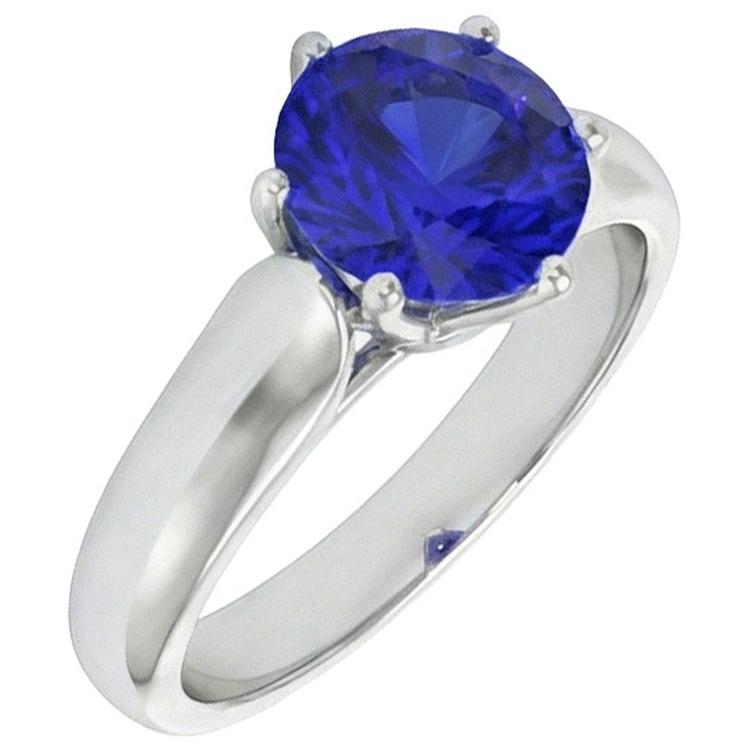 naturel round saphir 2carats bague angle de côté