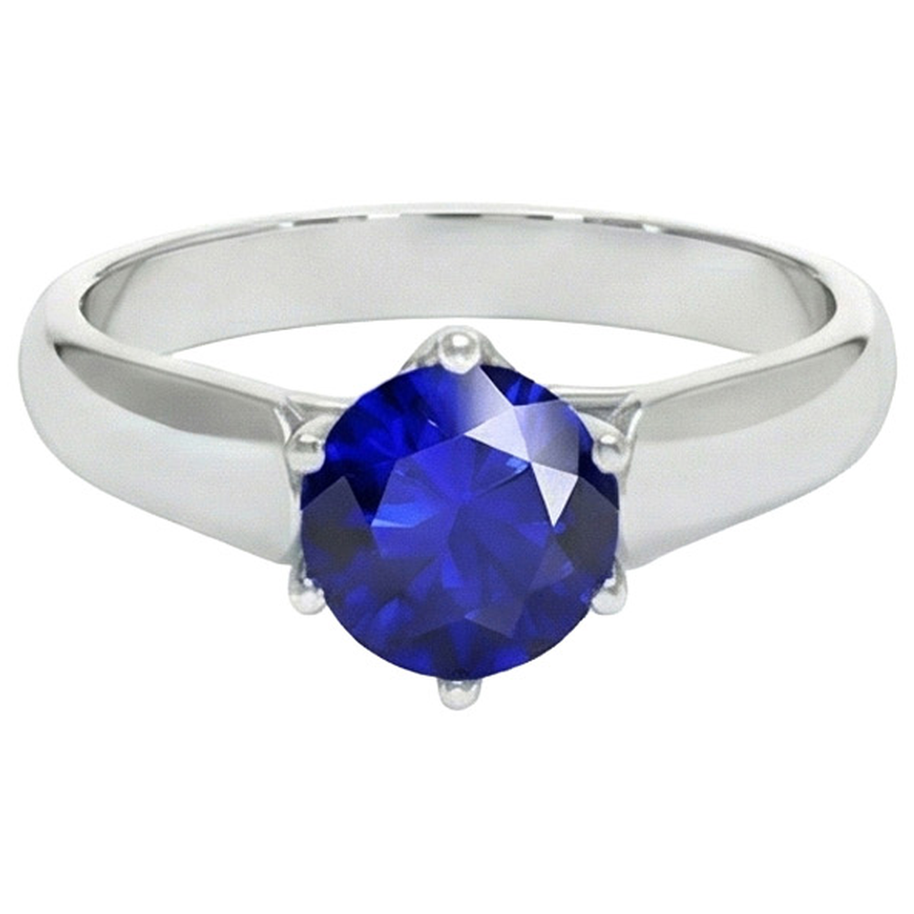 naturel round saphir 2carats bague vue de face