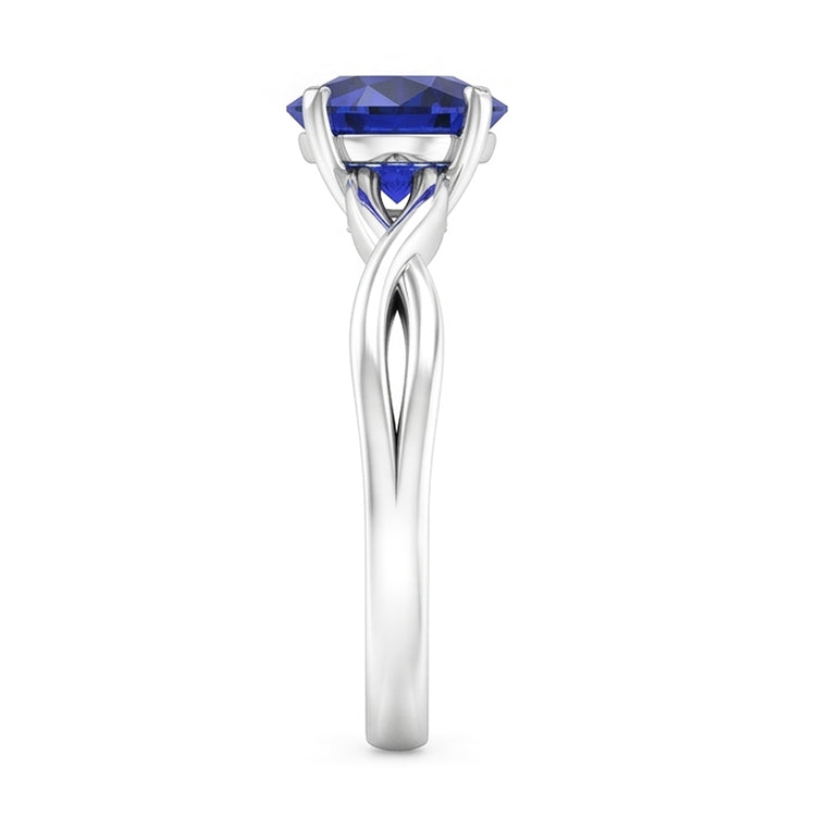 Bague Solitaire Ronde Saphir Style Infini Tige Or 14K 2 Carats