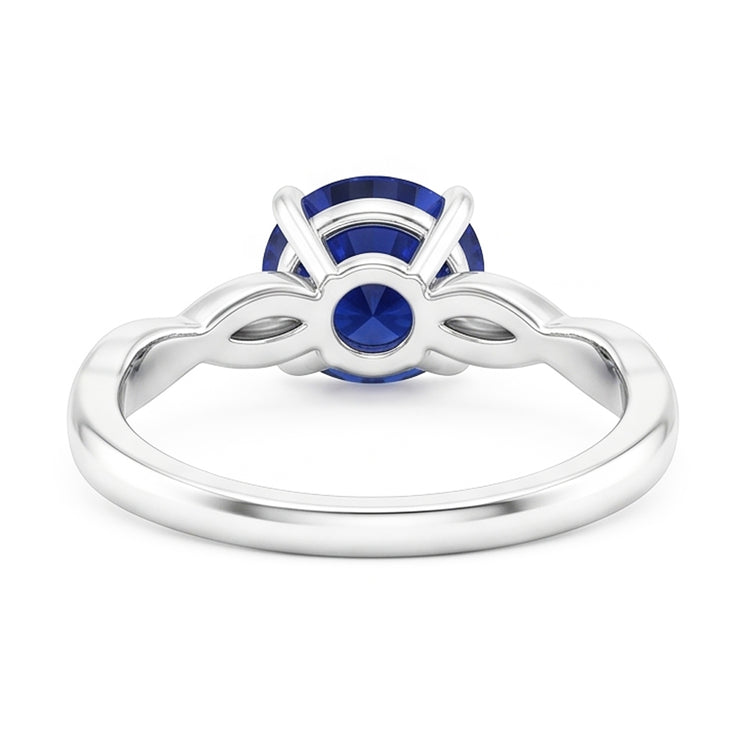 Bague Solitaire Ronde Saphir Style Infini Tige Or 14K 2 Carats