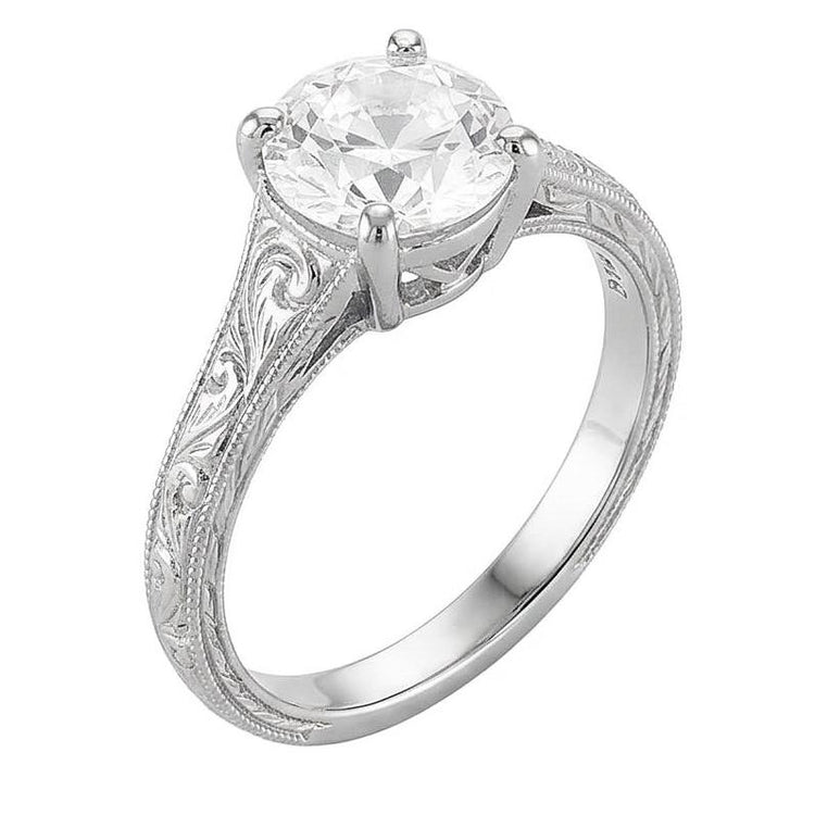 Bague Solitaire Ronde Style Antique Diamant Taille Ancienne 1.50 Carats