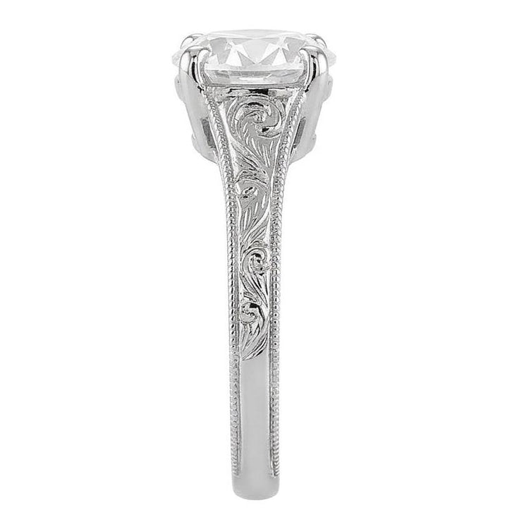 Bague Solitaire Ronde Style Antique Diamant Taille Ancienne 1.50 Carats