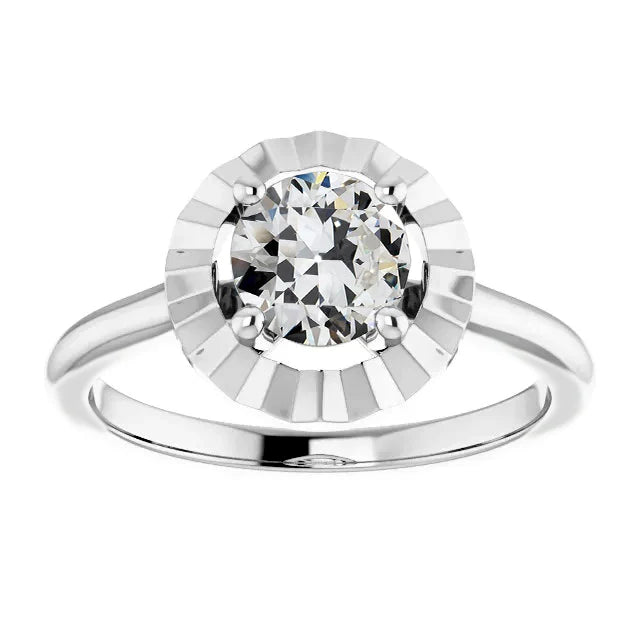 Bague Solitaire Ronde Vieille Mine Réel Diamant Taille Bijoux Dames 2 Carats