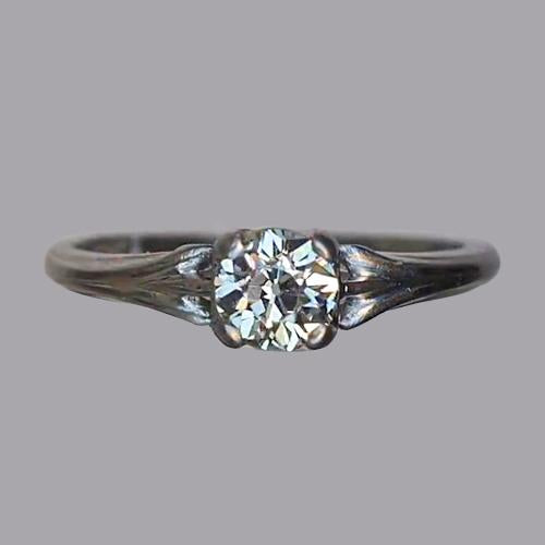 Bague Solitaire Ronde Vieux Mineur Naturel Diamant 1 Carat Bijoux Femme Or