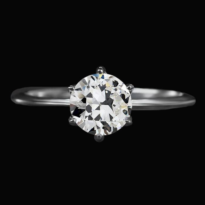 Bague Solitaire Ronde Vieux Mineur Naturel Diamant 6 Griffes Sertie 2.50 Carats