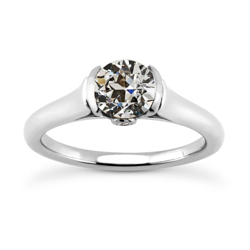 Bague Solitaire Ronde Vieux Mineur Naturel Diamant Or Bijou 2 Carats