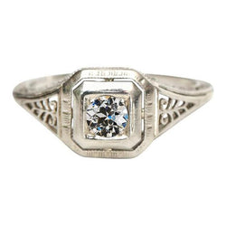Bague Solitaire Ronde Vieux Mineur Réel Diamant 1 Carat Style Vintage