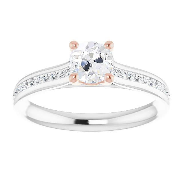 Bague Solitaire Ronde Vieux Mineur Réel Diamant Avec Accents 3.75 Carats