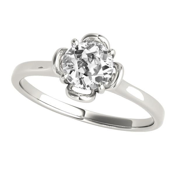 Bague Solitaire Ronde Vieux mineur Réel Diamant Griffe Style Floral 1.50 Carats