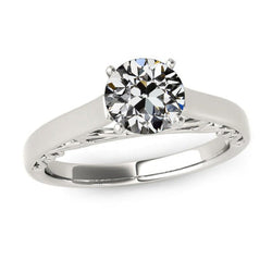 Bague Solitaire Ronde ancienne mine Cut Réel Diamant Style Vintage 2 Carats