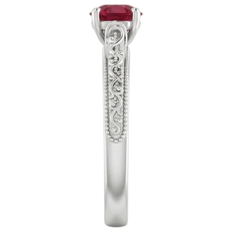 Bague Solitaire Rubis 0.75 Carats Style Antique Nouveau