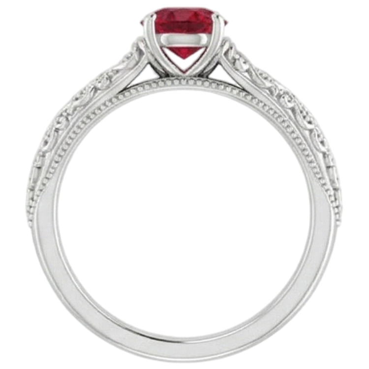 Bague Solitaire Rubis 0.75 Carats Style Antique Nouveau