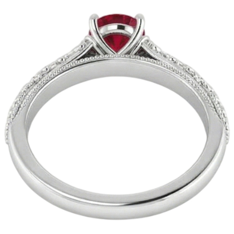 Bague Solitaire Rubis 0.75 Carats Style Antique Nouveau