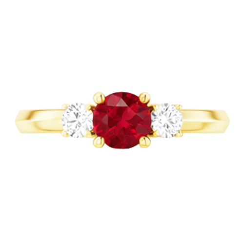 Bague Solitaire Rubis 1.25 Carats Or Jaune 14K