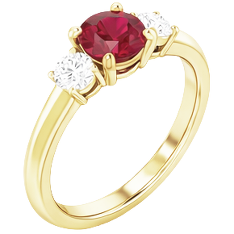 Bague Solitaire Rubis 1.25 Carats Or Jaune 14K
